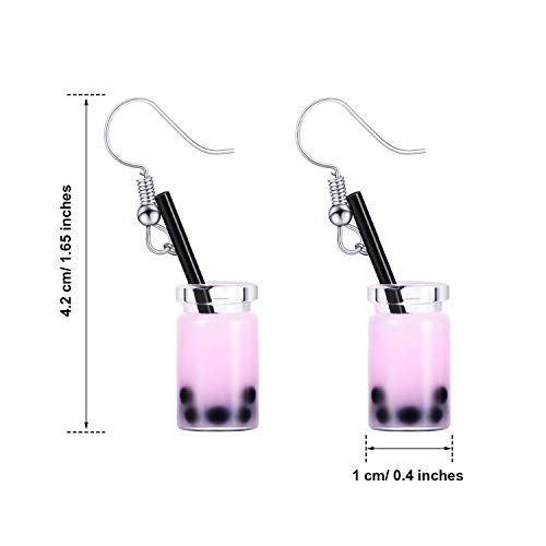 Hicarer Colorful Bubble Tea Dangle Earrings for Women Valentine's Gift