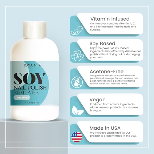 Joya Mia Soy-Based Unscented Nail Polish Remover, 4oz