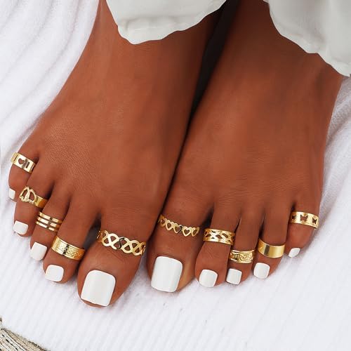 Gold Toe Rings Set for Women: Adjustable Summer Beach Jewelry