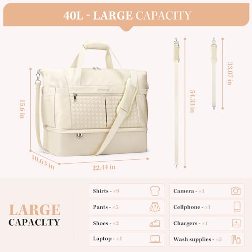 Maelstrom Women's 40L Travel Duffel Bag, Waterproof Beige