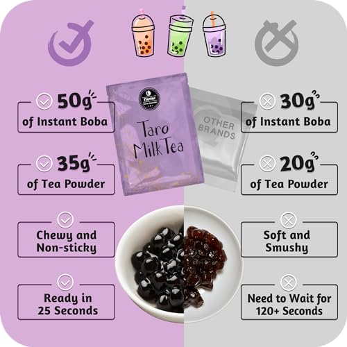 25-Second Instant Taro Milk Tea with Brown Sugar Tapioca - 5 Servings