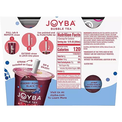 Blueberry Pomegranate Black Tea Bubble Tea, 4 Pack
