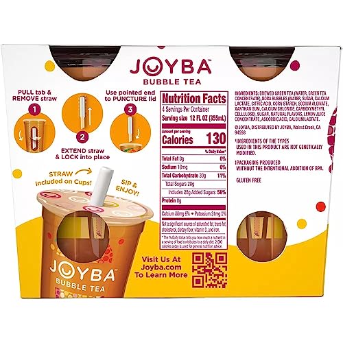 Gluten-Free Non-GMO Green Bubble Tea with Mango & Passion Fruit - 4 Pack